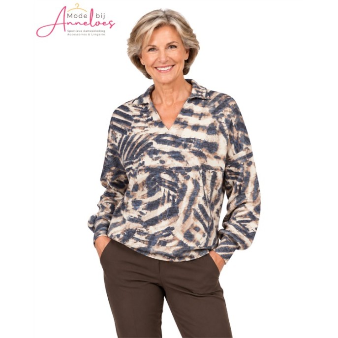 Barbara Lebek shirt 15944062 531 v-hals kraag